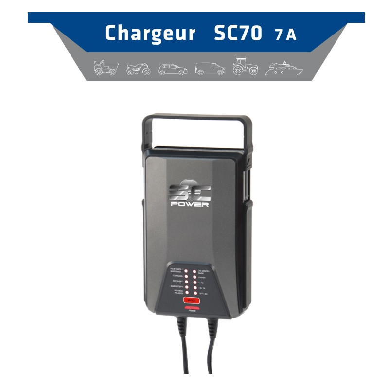 Chargeur de batterie pour groupe electrogene SCPower SC70 - 7A